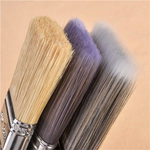 2-1/2 Inch Bevel Purple Sharpened Wire Synthetic Stainless Steel Ferrule Long Wooden Handle Paint Brush