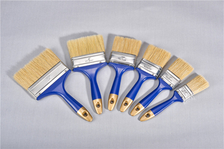 4 Inch White Pure Bristle Blue Plastic Double Colors Golden Tail Handle Less Streaks Paint Brush
