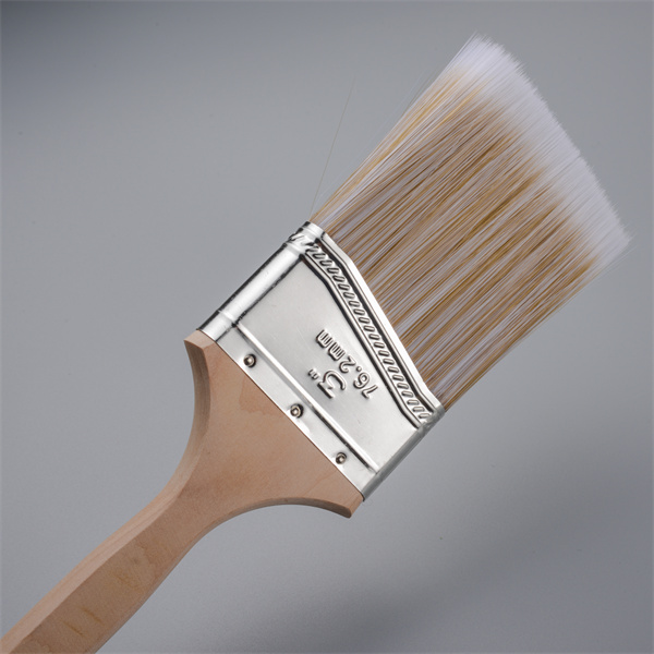 2 Inch Double Color Sharpened Synthetic Long Wooden without Paint Handle Bevel Stainless Steel Ferrule Flat Paint Brush