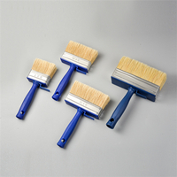 3*150mm Pure Bristle Blue Plastic Round Handle Wall Paint Brush